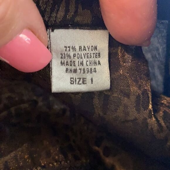 Chico's Animal Print Button Down Blouse - Picture 8 of 9